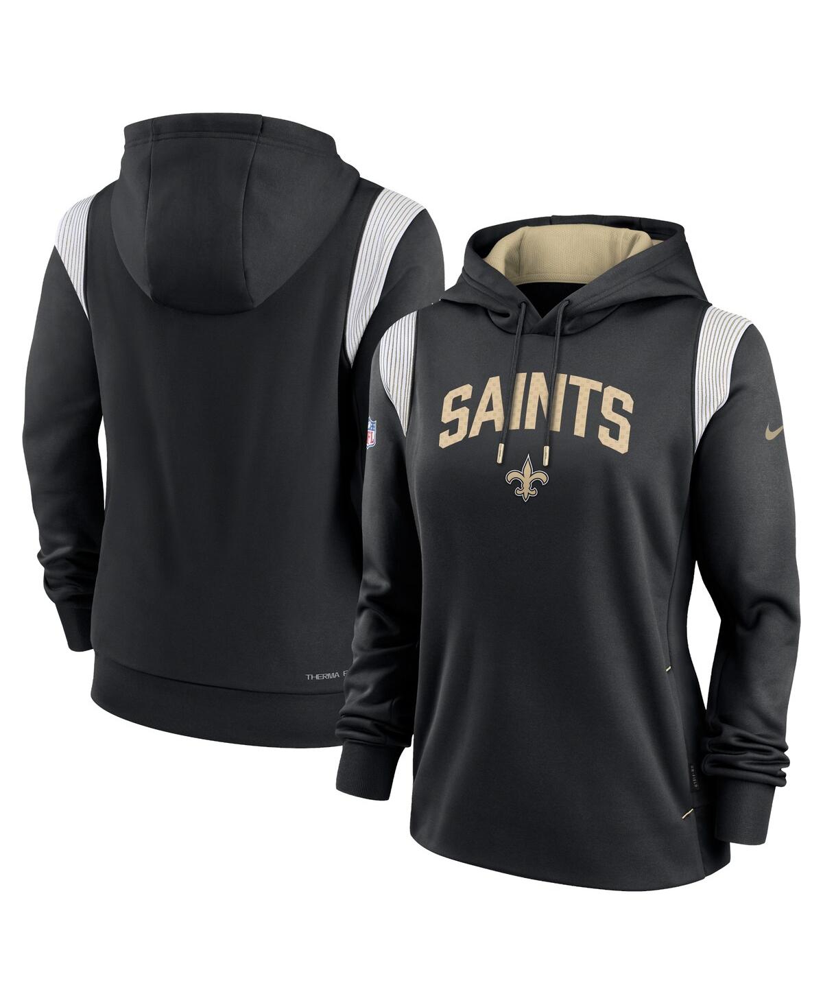 Nike Black New Orleans Saints Sideline Stack Performance Pullover Hoodie In Black