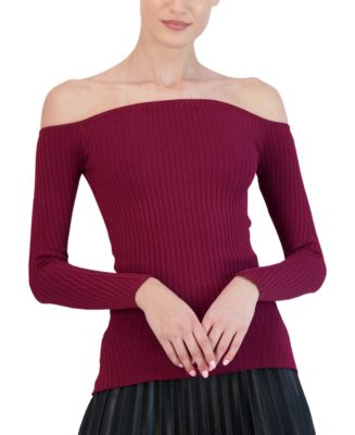 Off The Shoulder Ribbed Knit Sweater