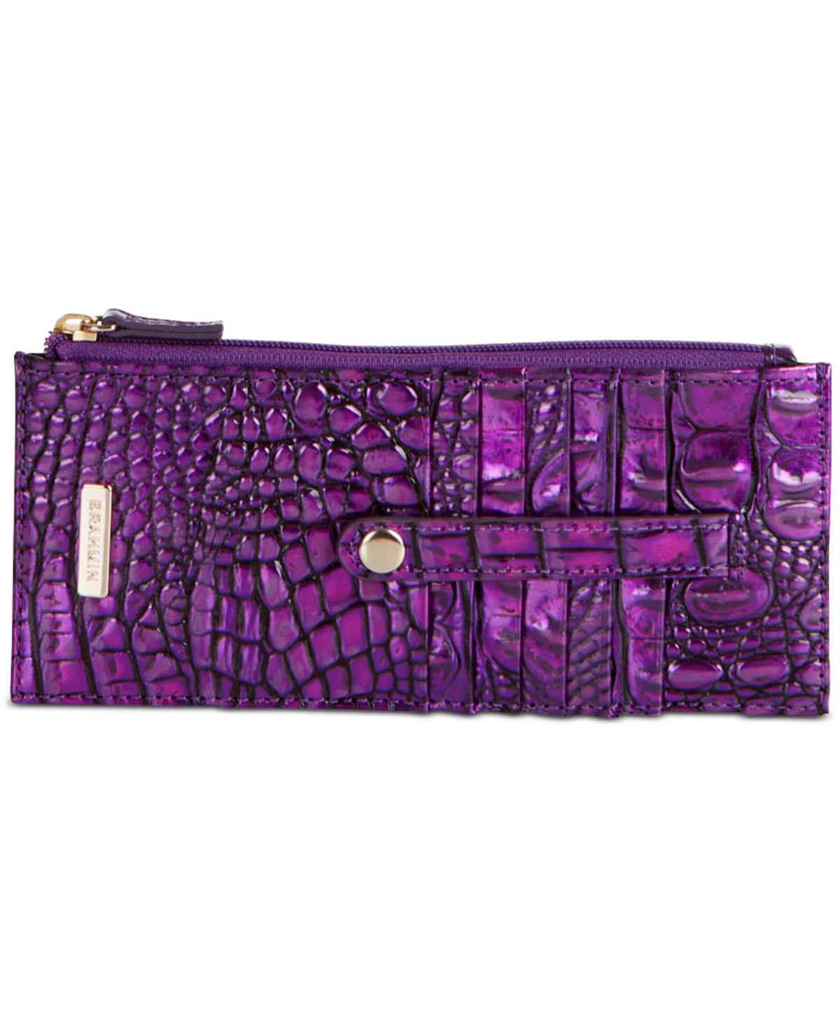 Brahmin Credit Card Melbourne Embossed Leather Wallet In Purple
