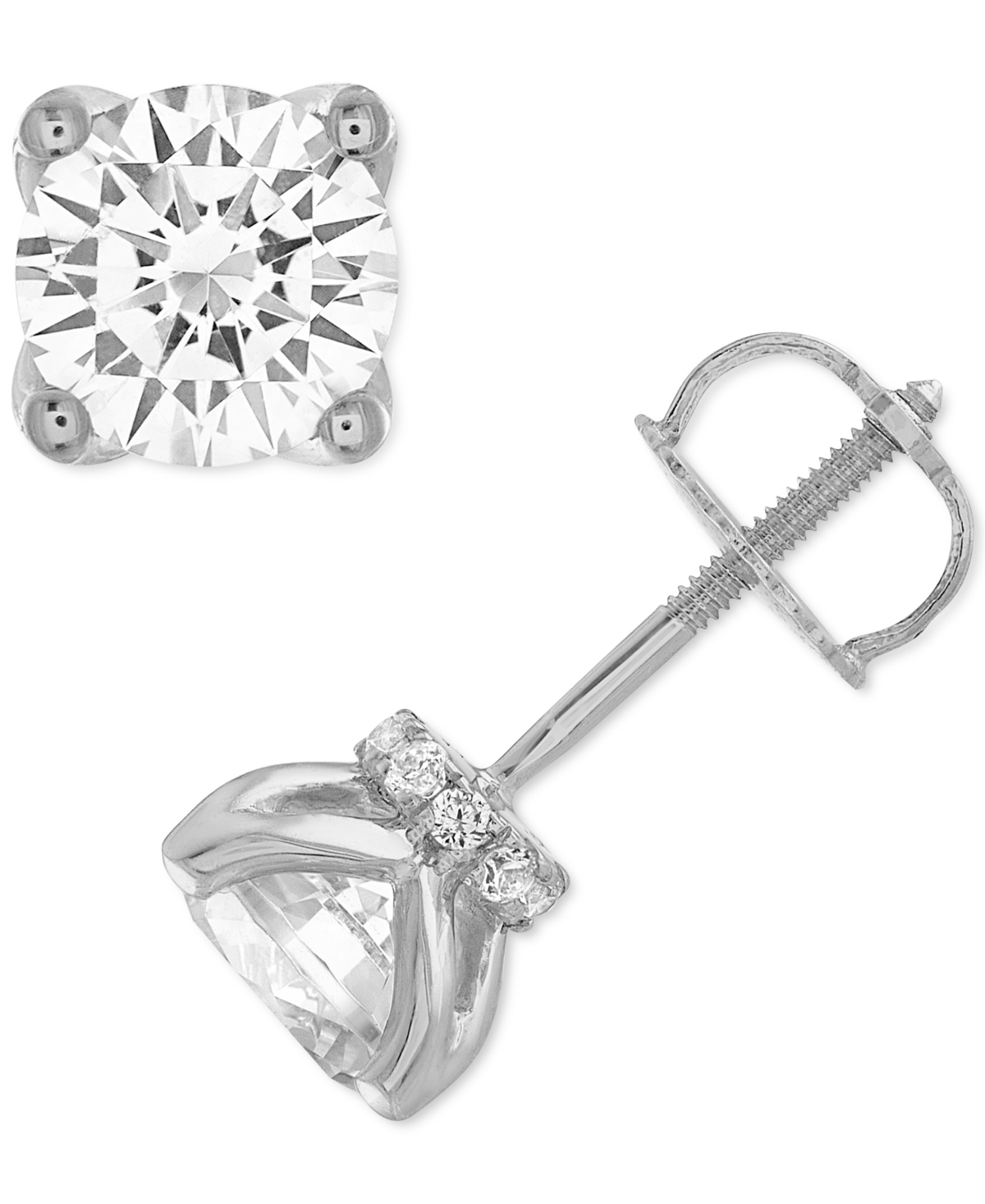 Certified Diamond Stud Earrings (1-1/2 ct. t.w.) in 14k White Gold featuring diamonds with the De Beers Code of Origin, Created for Macy's - W