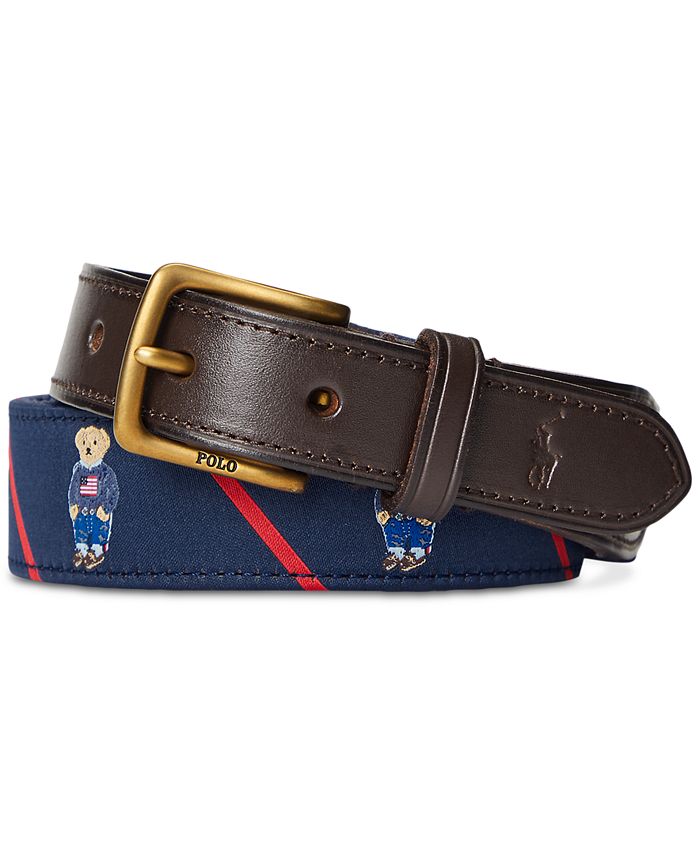 Polo Ralph Lauren Men's Polo Bear Leather-Trim Belt & Reviews - All  Accessories - Men - Macy's