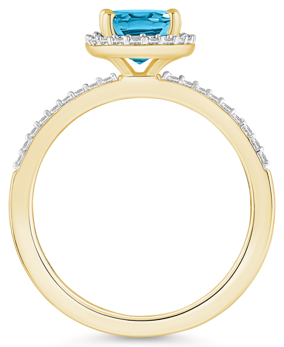 (1-3/5 ct. t.w.) and Lab-Grown Sapphire (1/5 ct. t.w.) Halo Ring in 10K Yellow Gold - Blue Topaz