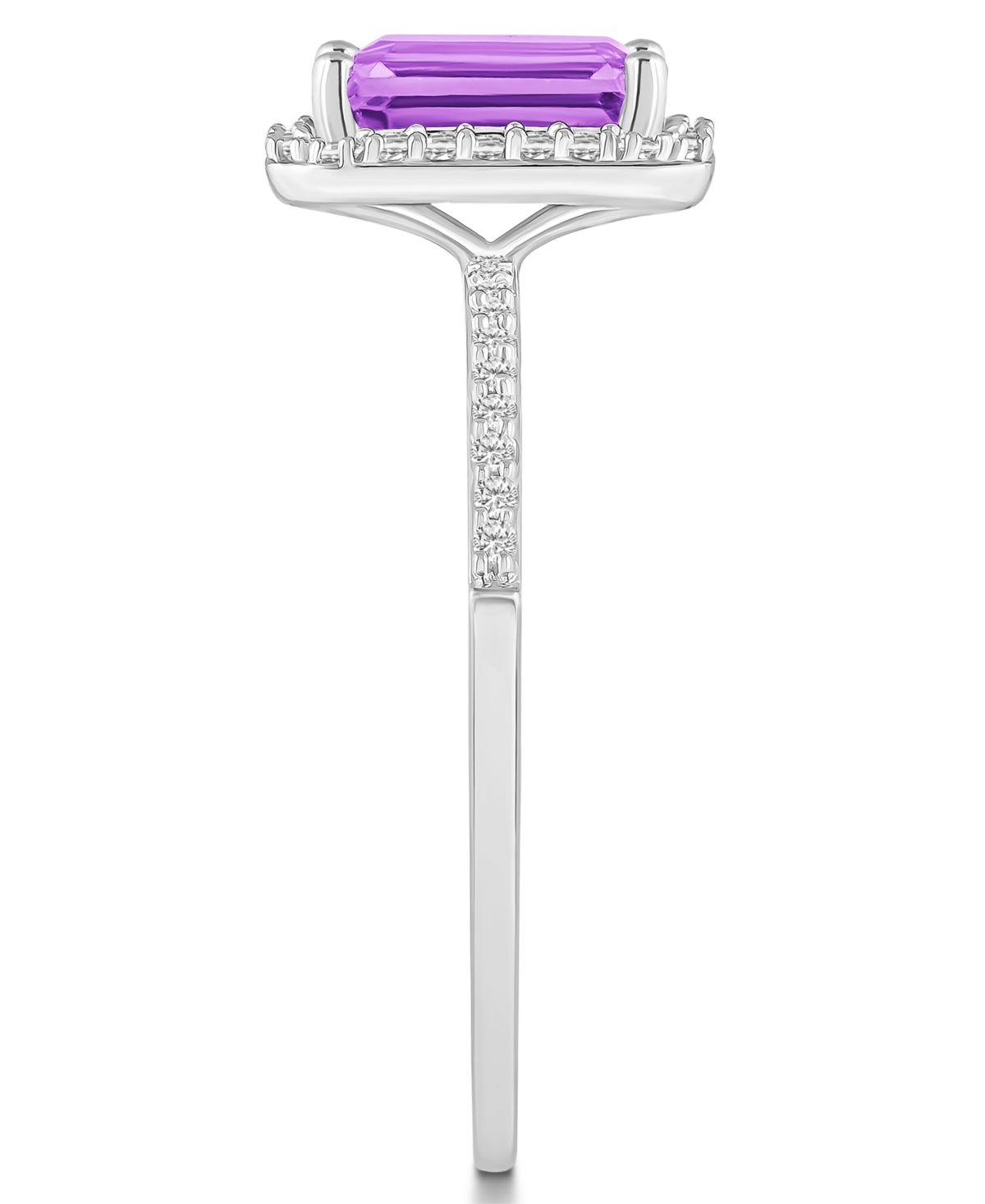 (1-3/5 ct. t.w.) and Lab-Grown Sapphire (1/4 ct. t.w.) Halo Ring in 10K White Gold - Amethyst