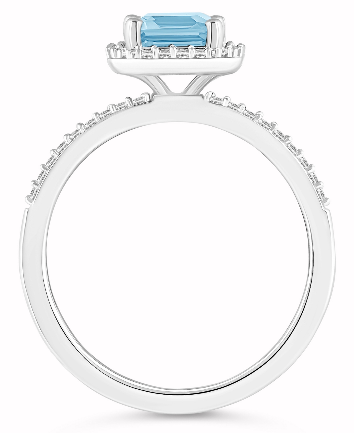 Lab-Grown Spinel(1-3/4 ct. t.w.) and Lab-Grown Sapphire (1/4 ct. t.w.) Halo Ring in 10K White Gold - Aquamarine