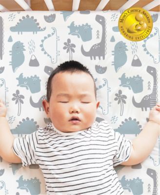 Fitted Crib Sheets for Baby Boy or Baby Girl, 4 Pack Set, Blue Dino