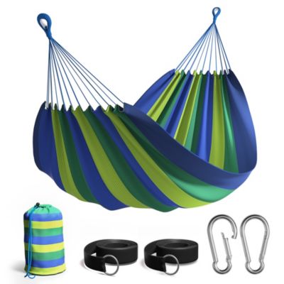 Brazilian Double Hammock - Extra-Long Two Person Portable Hammock Bed for Indoor or Outdoor Spaces - Hanging Rope, Carrying Pouch Included