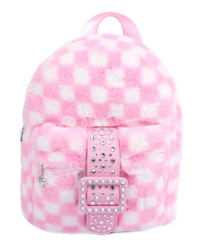 Girls Pink Checkered Backpack