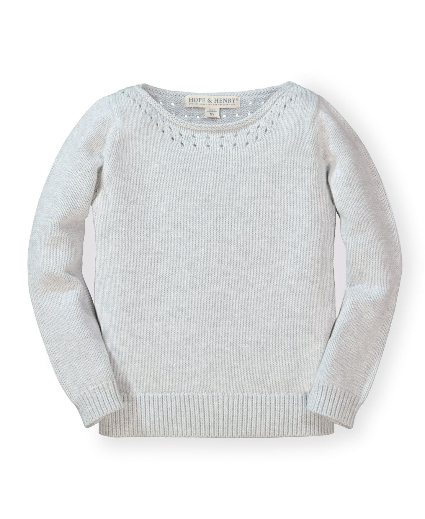 Свитер Hope & Henry Pointelle Detail Sweater для девочек-малышей, цвет: Светлый серый меланжевый — фото 1