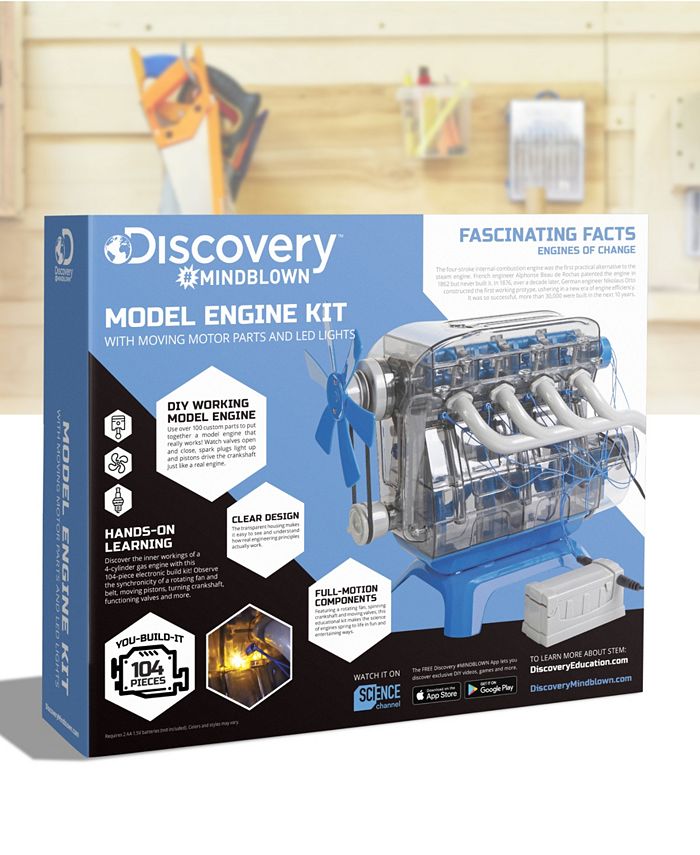 Discovery MINDBLOWN Model Engine Kit, with Moving Parts and Lights