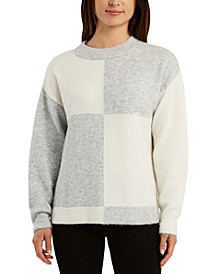 Juniors' Colorblocked Ribbed Edge Sweater