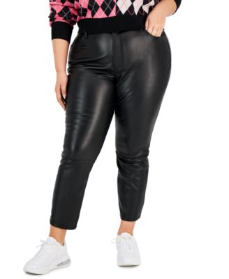 faux leather mom jeans