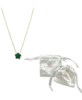 Green Mother Of Pearl Clover Necklace