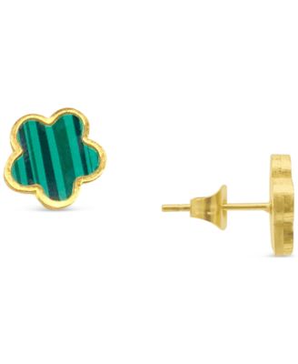 Green Mother Of Pearl Clover Stud Earrings