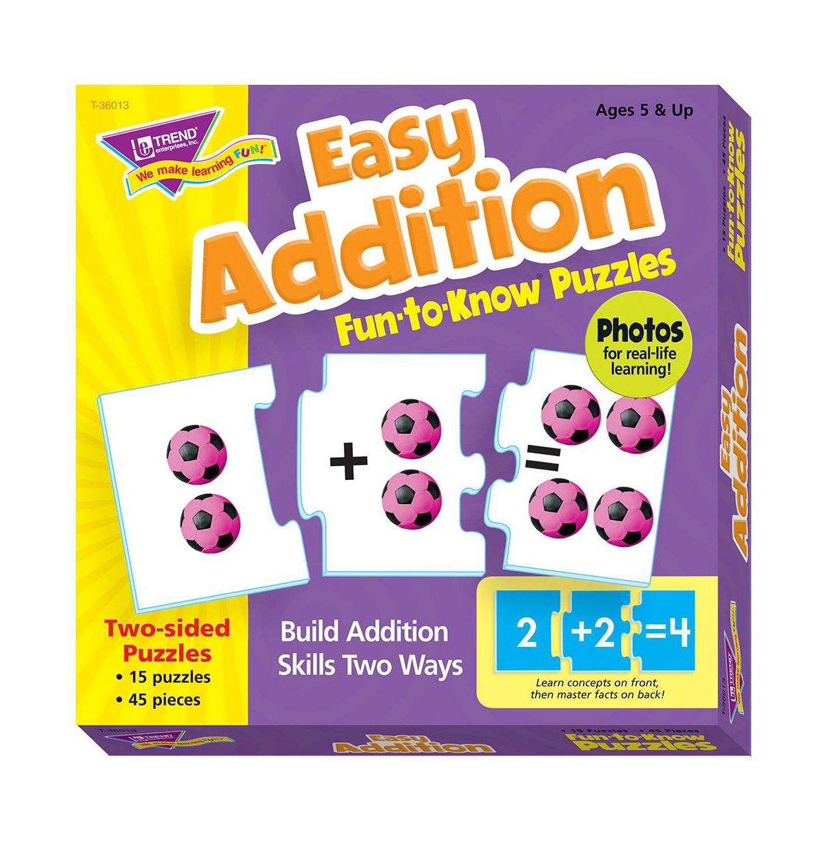 Trend Enterprises Kids' Easy Addition Fun-to-know Puzzles In Multi
