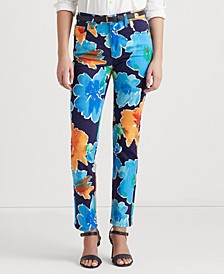 Women's Floral High-Rise Straight Ankle Jeans