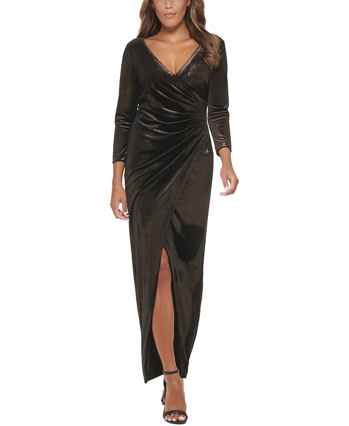 Calvin Klein Women's Metallic-Sparkle Pleated-Waist Gown & Reviews - Dresses  - Women - Macy's
