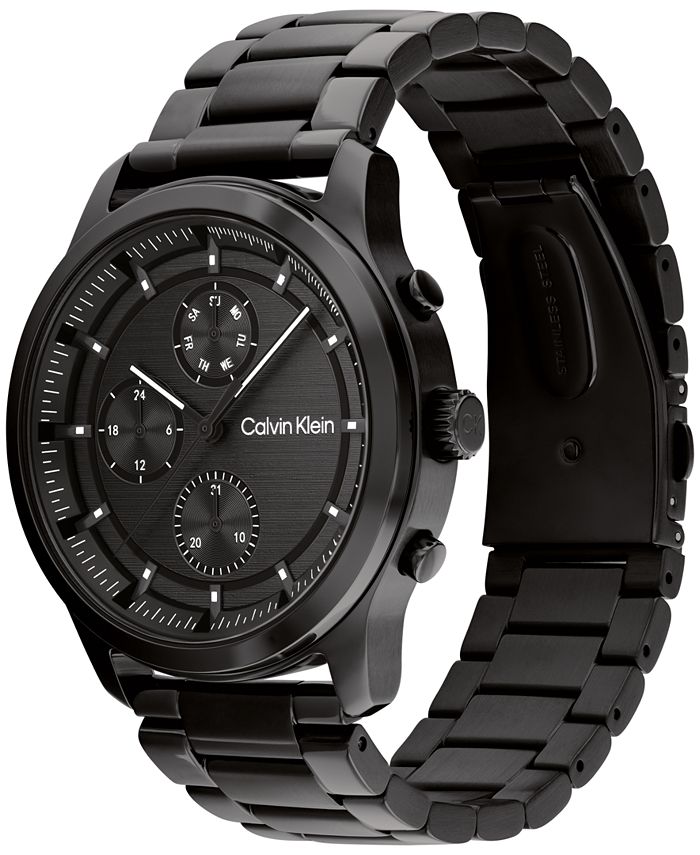 Calvin Klein Men's Black Stainless Steel Bracelet Watch 44mm - Macy's