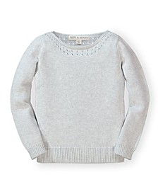 Hope  Henry Girls' Pointelle Detail Sweater, Kids