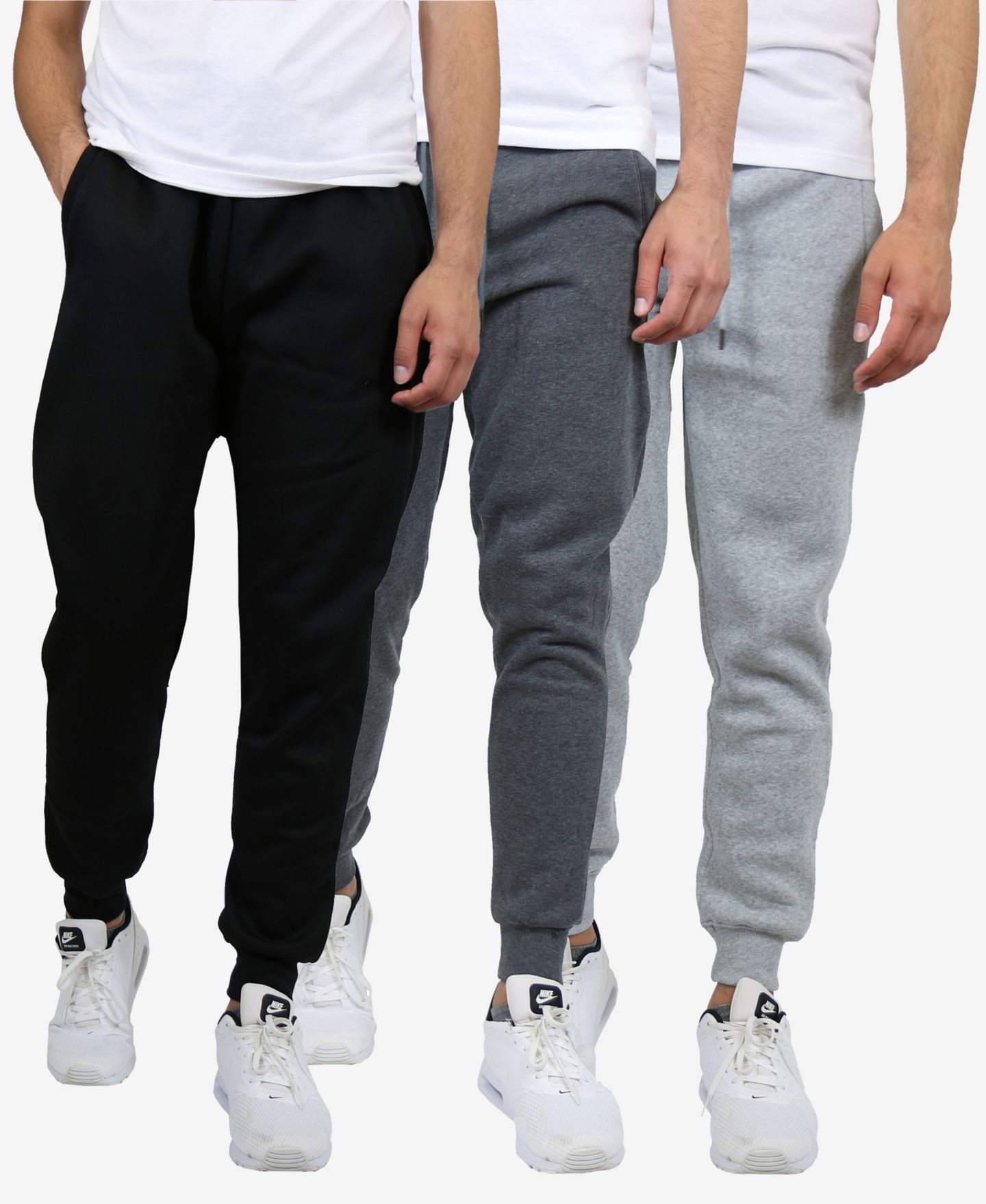 Мужские брюки Galaxy By Harvic Slim Fit Heavyweight Classic Fleece Jogger Sweatpants, Pack of 3, цвет: Чёрный / Графитовый — фото 1