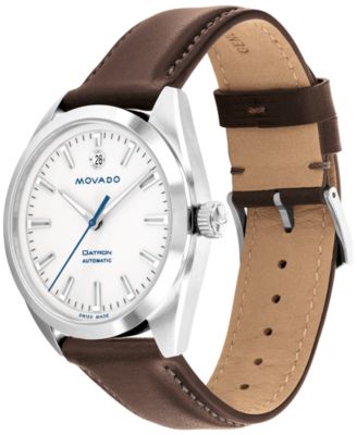 Men's Heritage Datron Swiss Automatic Chocolate Genuine Leather Strap Watch 40mm