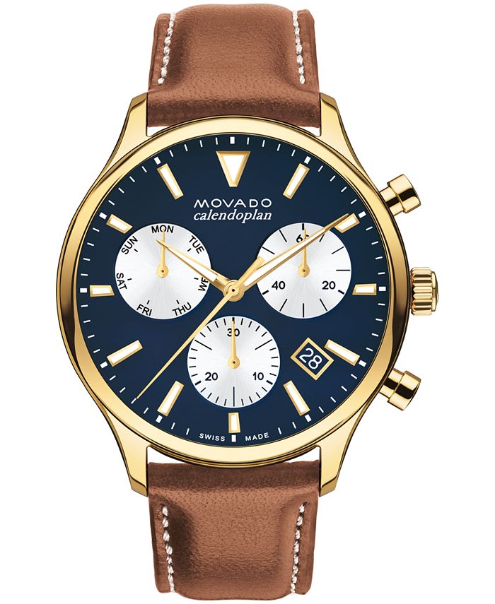 Movado Men s Heritage Calendoplan Swiss Quartz Chronograph Cognac