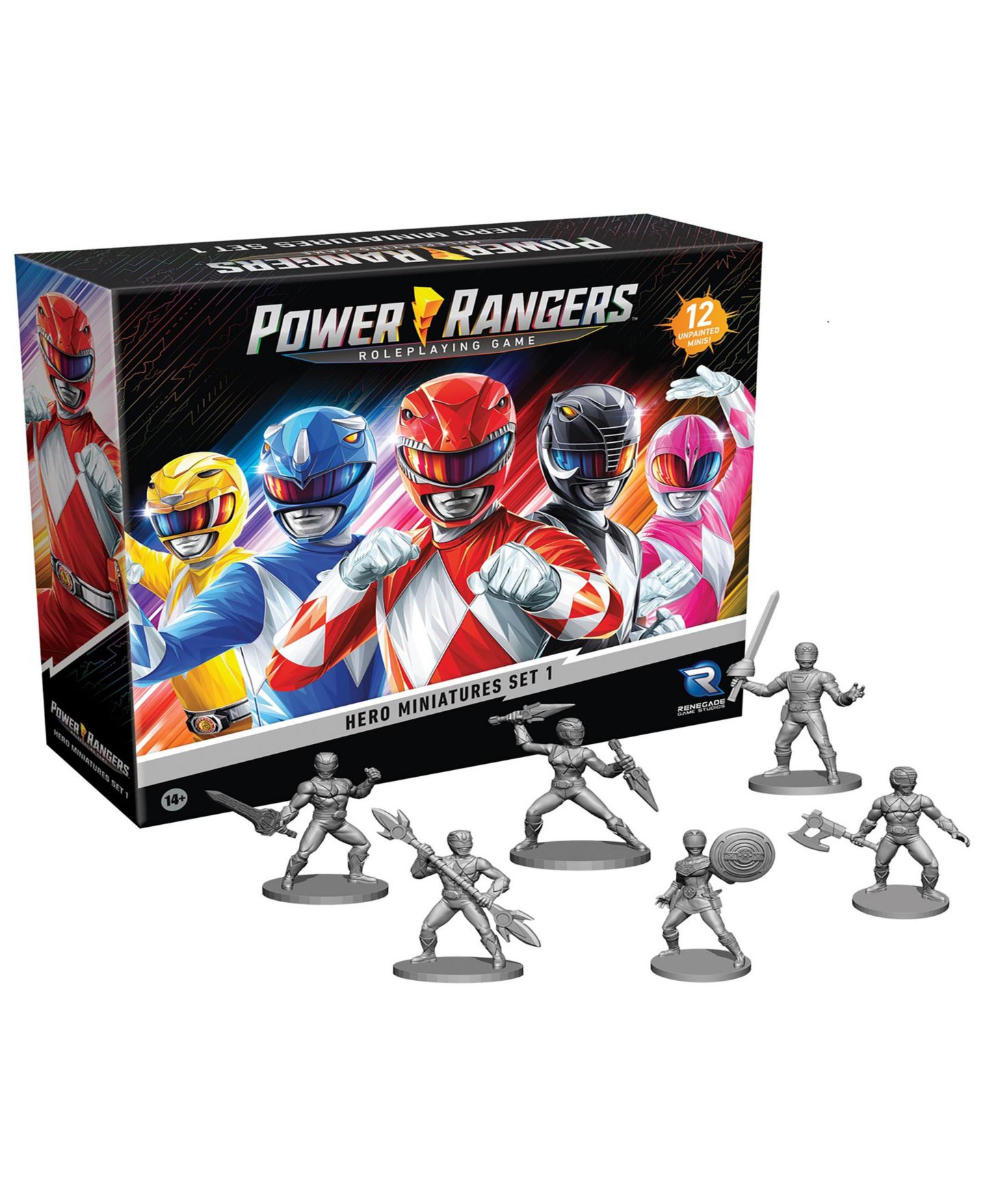 Детские фигурки Renegade Game Studios Power Rangers 28mm Unpainted 12-Piece Miniatures Set, Ages 14+ — фото 1
