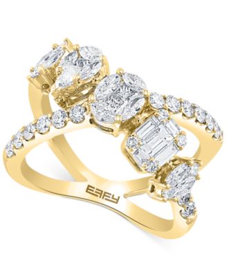 EFFY&reg; Diamond Multi-Shape Crossover Ring (1-5/8 ct. t.w.) in 18k White Gold or 18k Yellow Gold