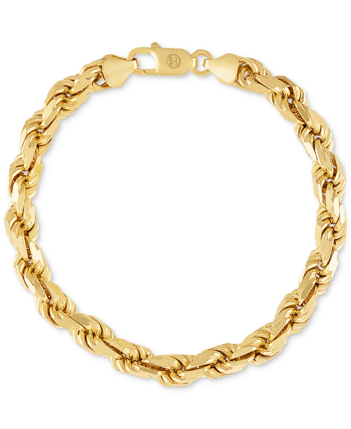 Rope Link Chain Bracelet (7.5mm), Created for Macy's - Gold Over Silver