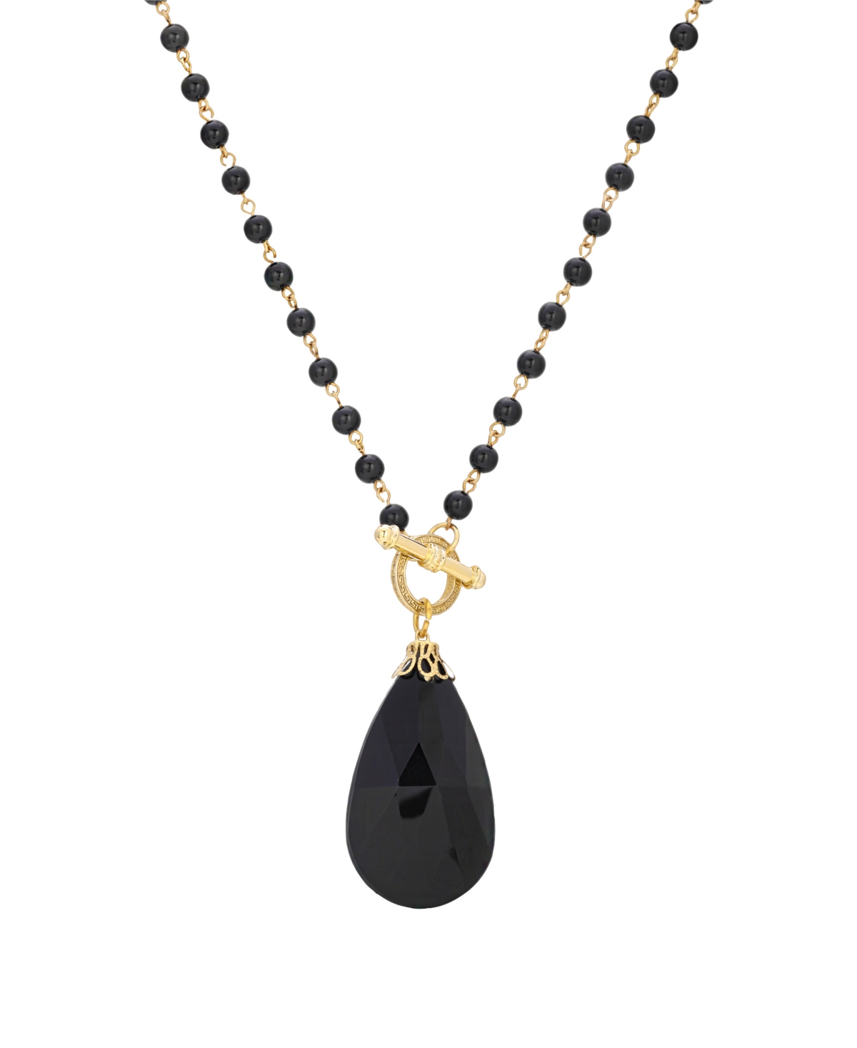 2028 Gold-tone Large Briolette Necklace In Black