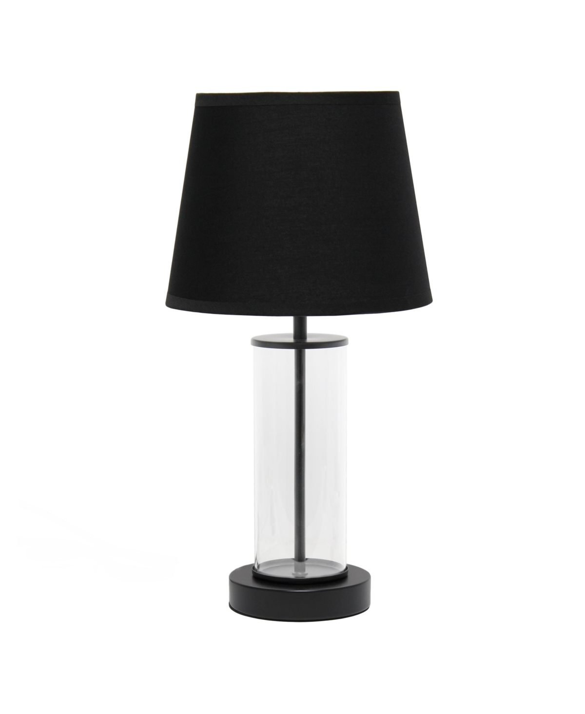 Simple Designs Encased Metal And Clear Glass Table Lamp In Black,clear Glass With Black Shade
