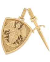 Esquire Men's Jewelry 2-Pc. Set Saint Michael Shield & Sword Amulet Pendants in 14k Gold-Plated Sterling Silver, Created for Ma