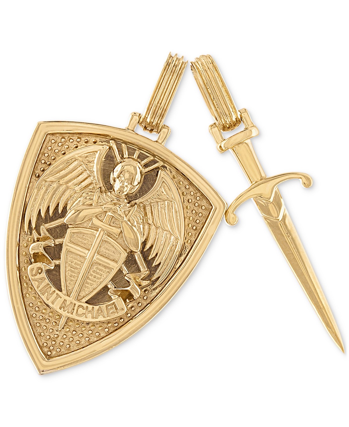 2-Pc. Set Saint Michael Shield & Sword Amulet Pendants in 14k Gold-Plated Sterling Silver, Created for Macy's - Gold Over Silver