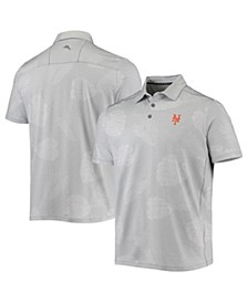 Men's Gray New York Mets Palm Coast Delray Fond IslandZone Allover Polo Shirt