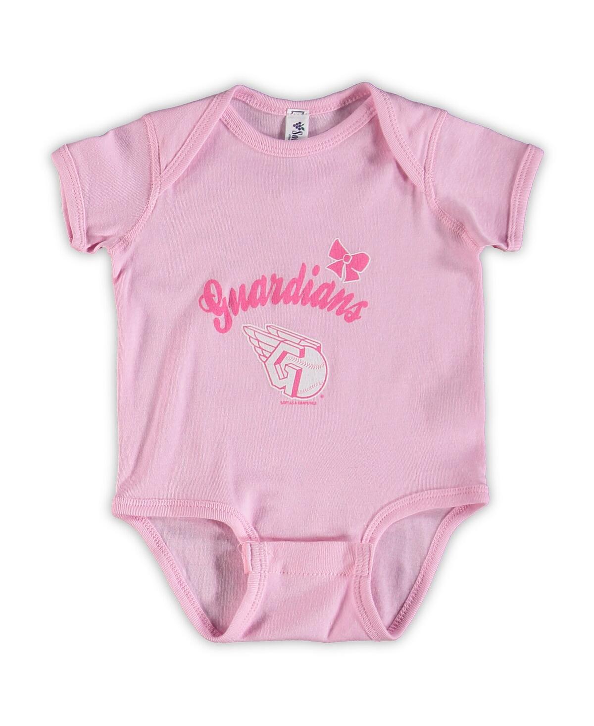 Shop Soft As A Grape Infant Boys And Girls  Pink, Purple Cleveland Guardians 3-pack Rookie Bodysuit Set In Pink,purple