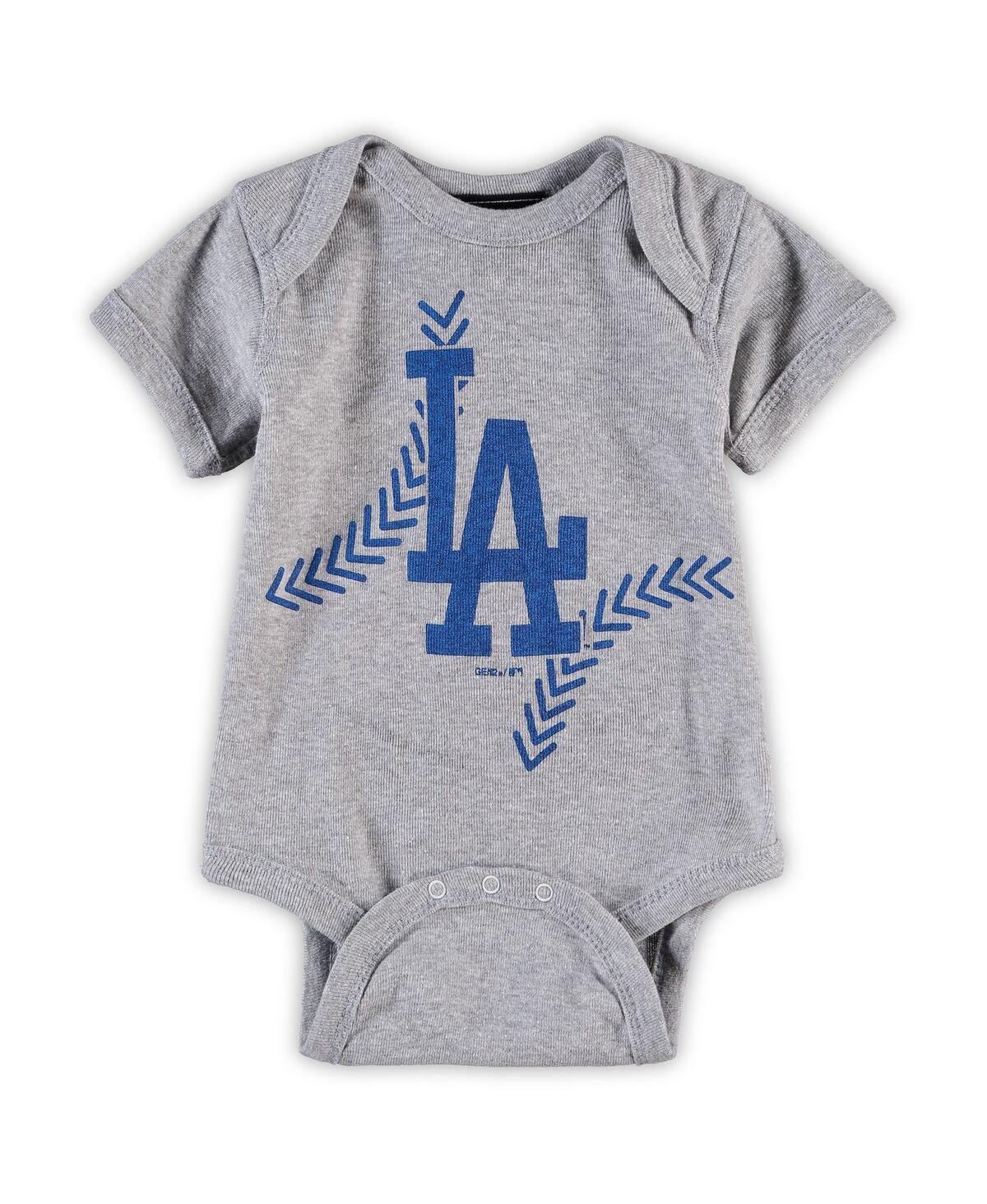 Outerstuff Babies' Newborn And Infant Boys And Girls Gray Los Angeles Dodgers Running Home Bodysuit