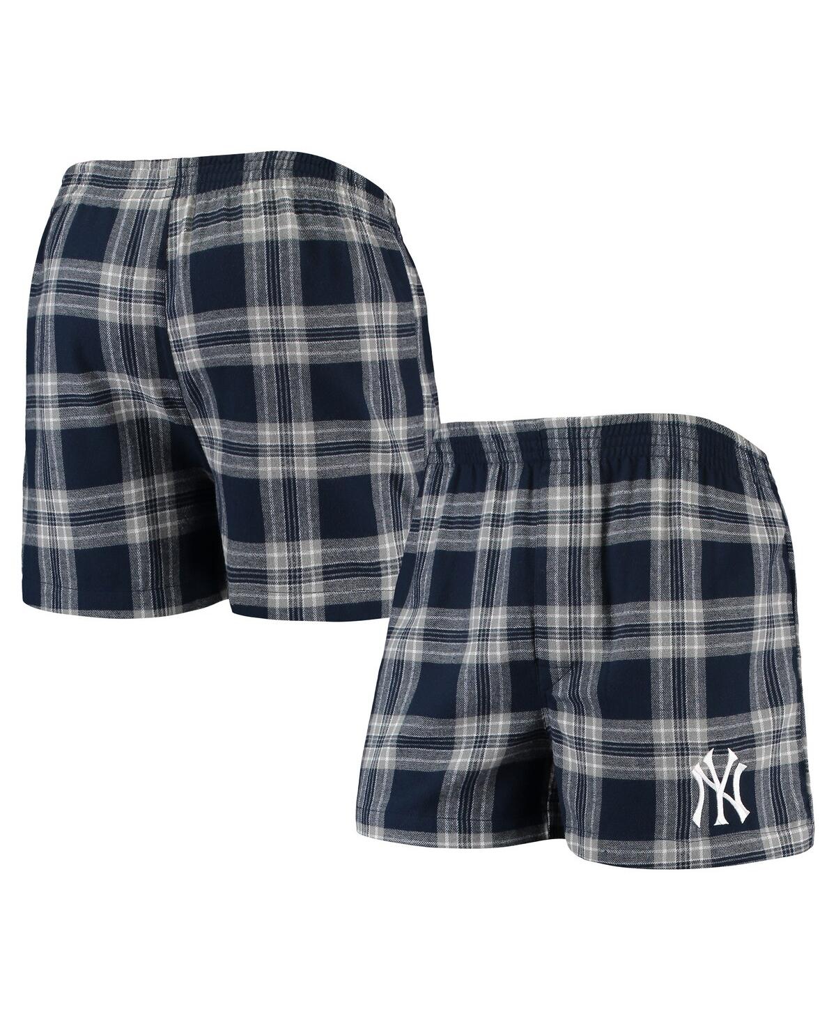 Concepts Sport Men's  Navy And Gray New York Yankees Ledger Flannel Boxers In Navy,gray