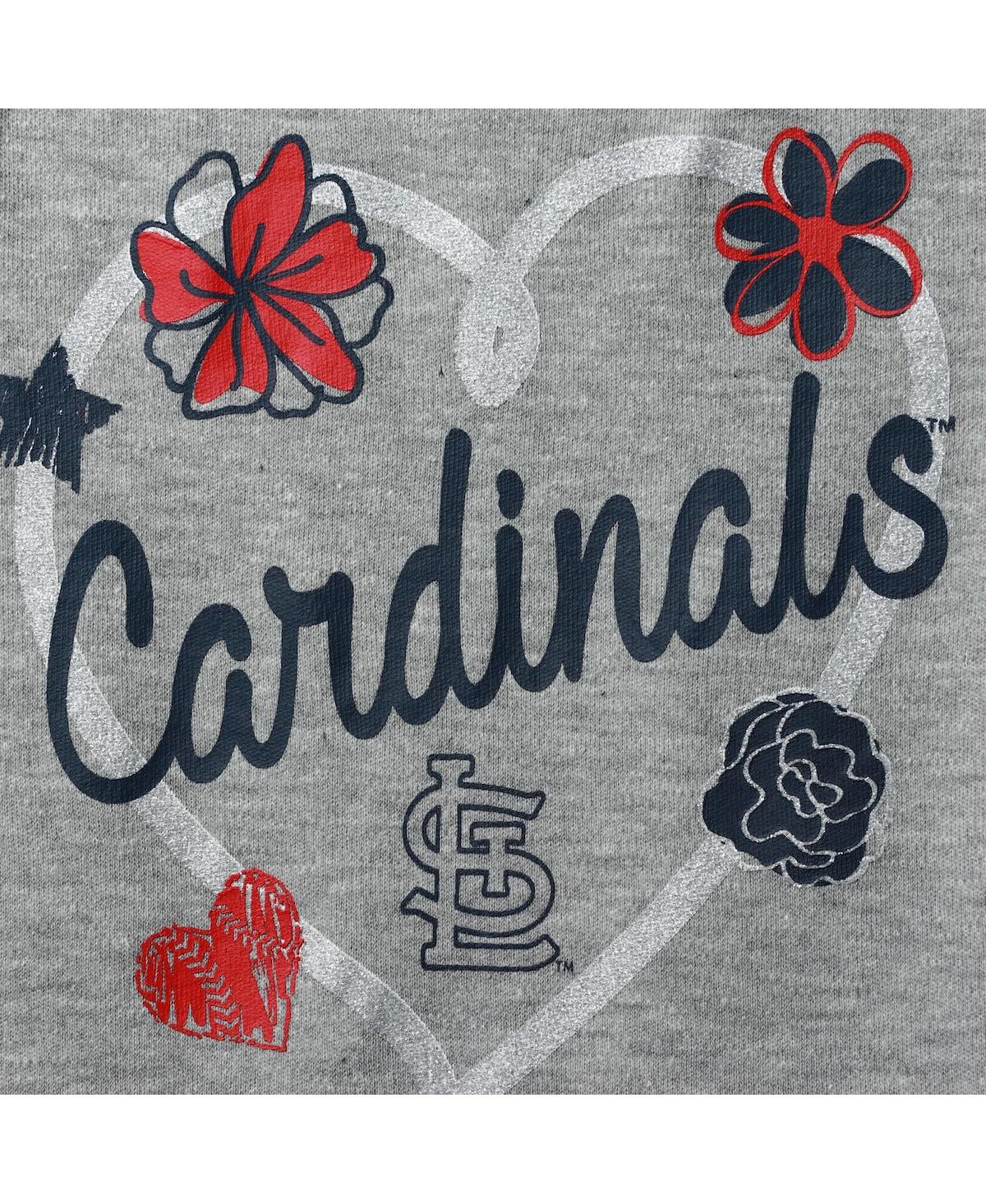 Shop Outerstuff Girls Newborn And Infant Red, Navy, Heathered Gray St. Louis Cardinals 3-pack Batter Up Bodysuit Set In Red,navy,gray