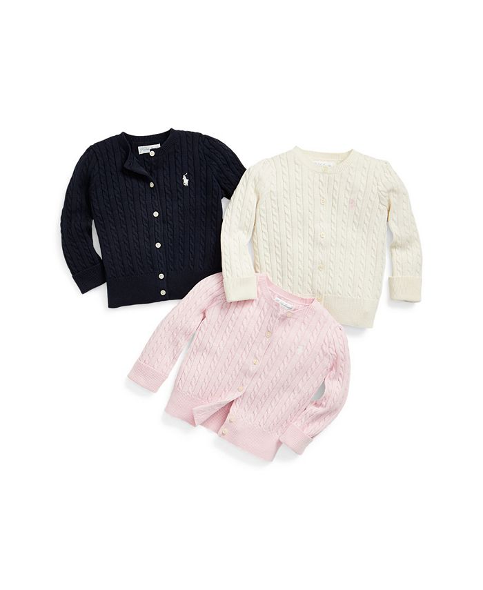 Polo Ralph Lauren Baby Girls Cable-Knit Cotton Cardigan - Macy's