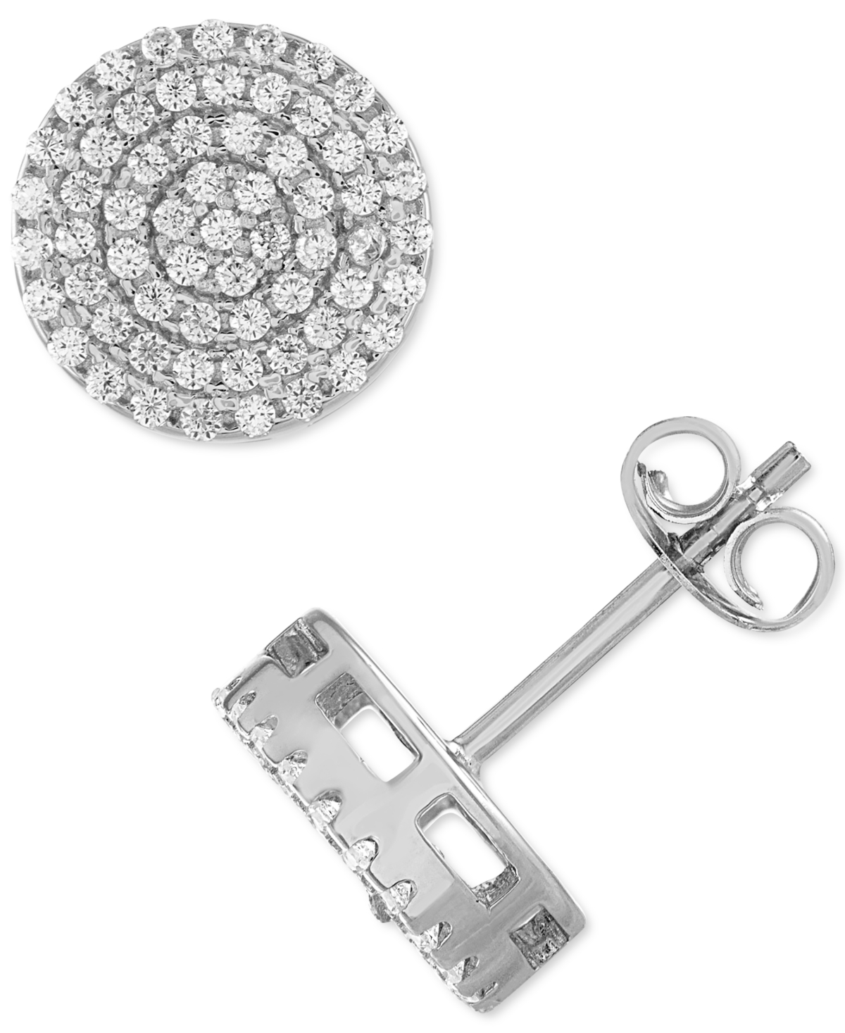 Cubic Zirconia Circle Cluster Stud Earrings in Sterling Silver, Created for Macy's - Silver