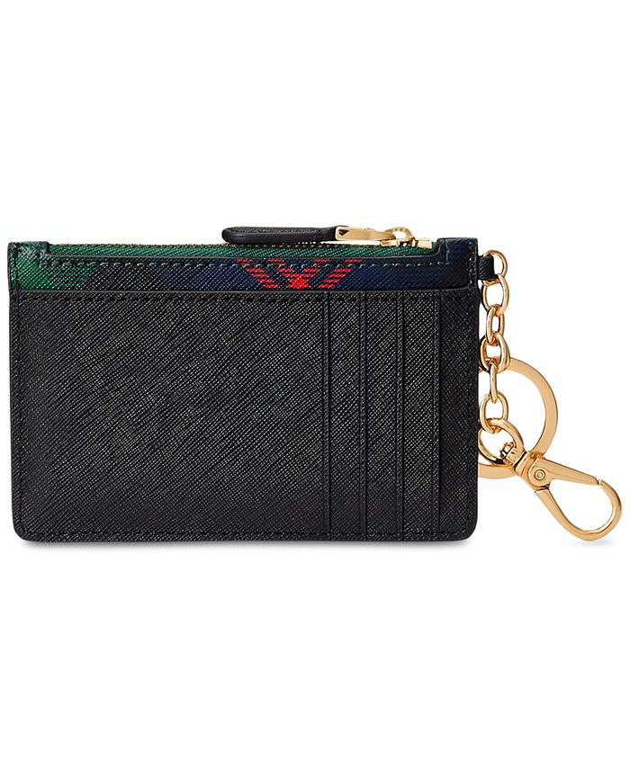 Lauren Ralph Lauren Plaid Crosshatch Leather Zip Card Case Macy's