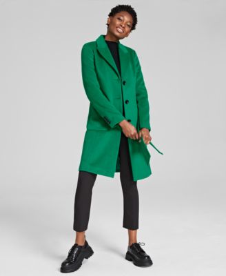 karl lagerfeld paris women's faux fur collar belted wrap coat