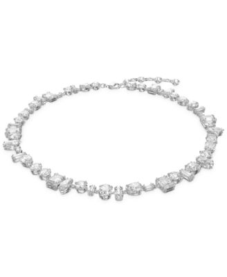 Swarovski - Silver-Tone Gema Crystal All Around Necklace, 14-1/8" + 1-1/2" extender