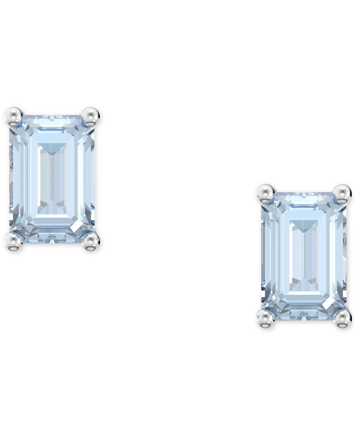 Swarovski Rose Gold-tone Color Cushion-cut Crystal Stud Earrings In Blue