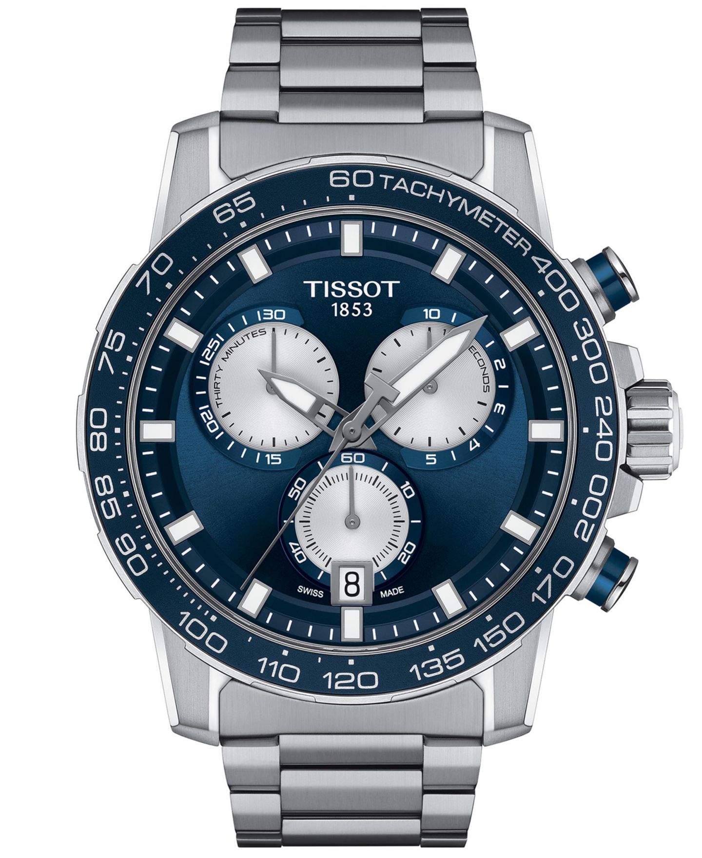Мужские часы Tissot Swiss Chronograph Supersport Stainless Steel Bracelet Watch 46mm — фото 1