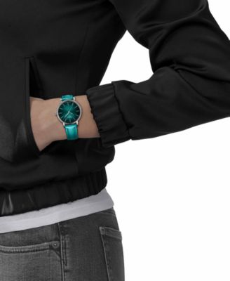 Women's Swiss Everytime Green Faux Leather Strap Watch 34mm