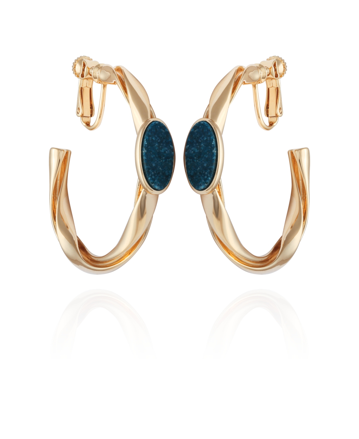 Vince Camuto 14k Gold-plated And Blue Clip-on Hoop Earring In K Gold-plated,blue