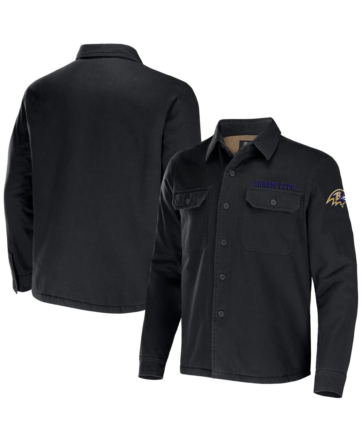 Fanatics Men's Nfl X Darius Rucker Collection By  Black Baltimore Ravens Canvas Button-up Shirt Jacke