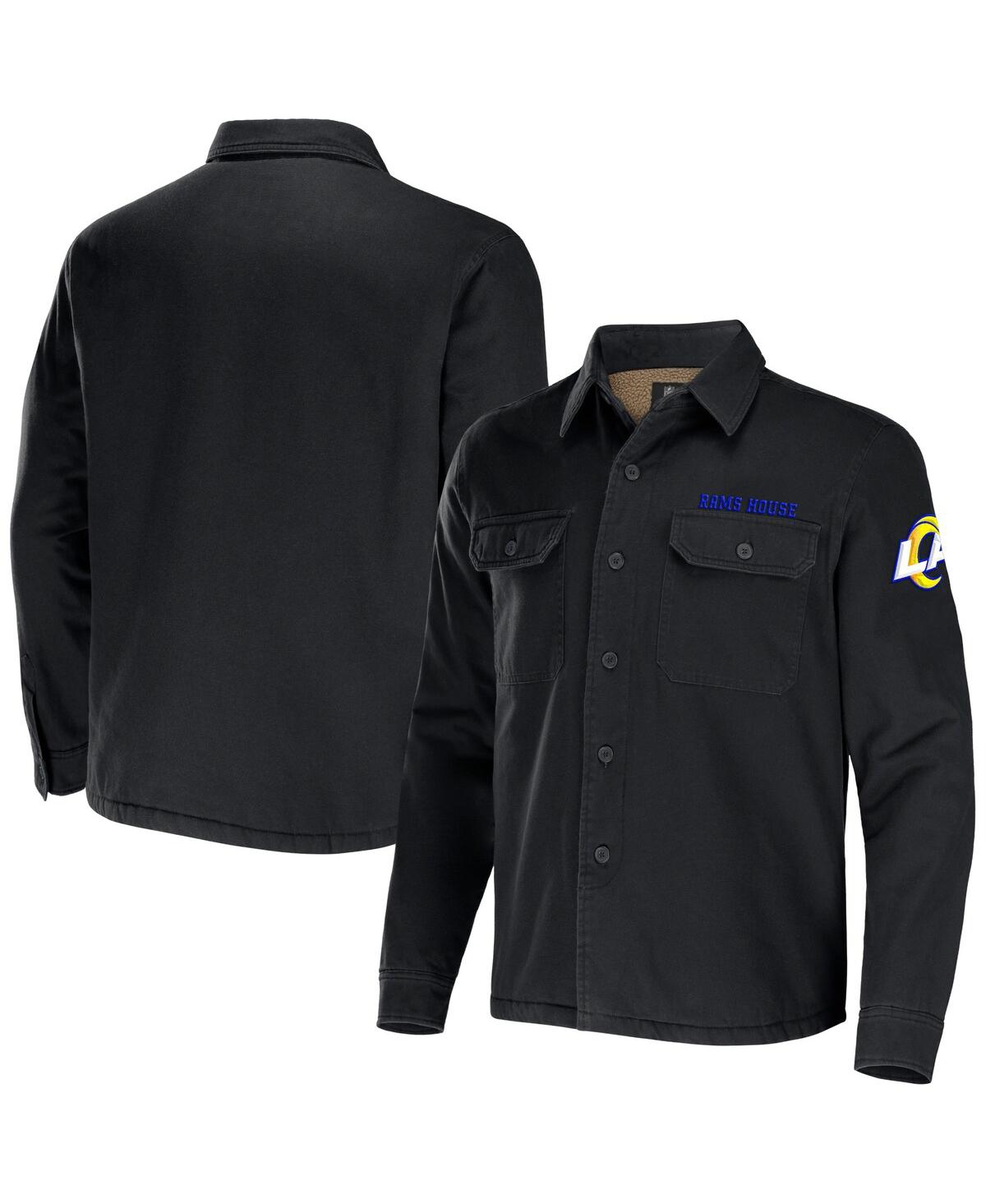 Shop Fanatics Men's Nfl X Darius Rucker Collection By  Black Los Angeles Rams Canvas Button-up Shirt Jacke