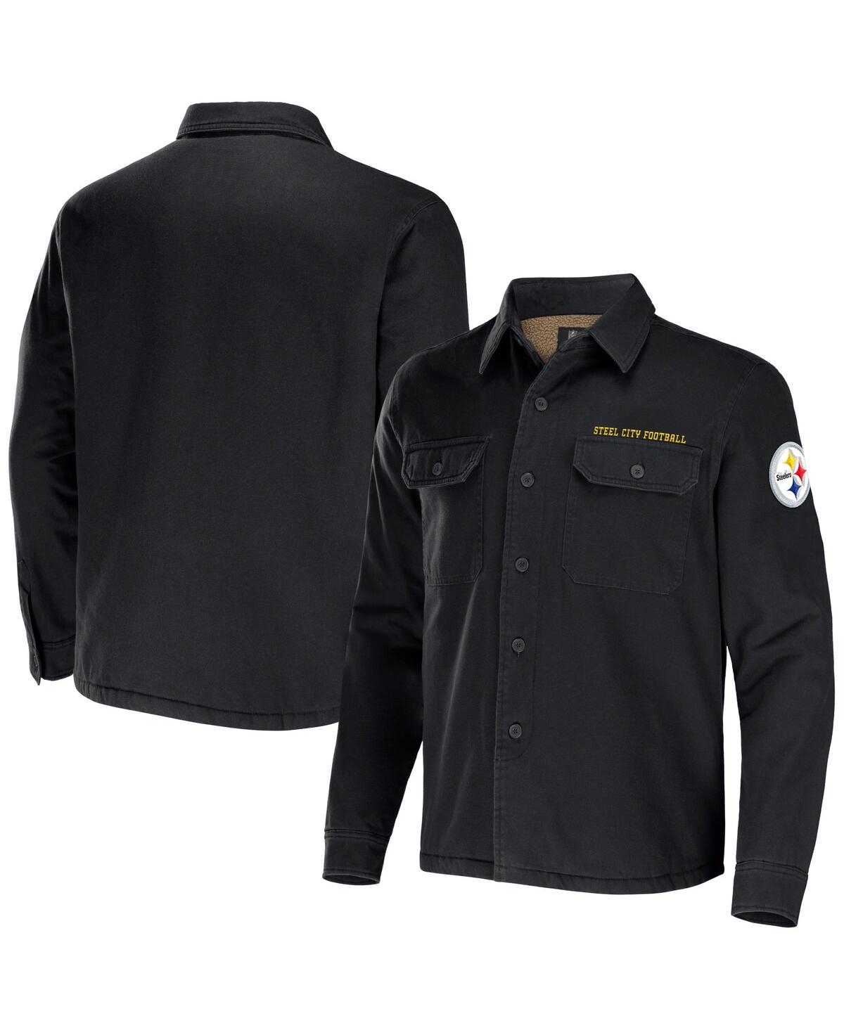 Fanatics Men's Nfl X Darius Rucker Collection By  Black Pittsburgh Steelers Canvas Button-up Shirt Ja