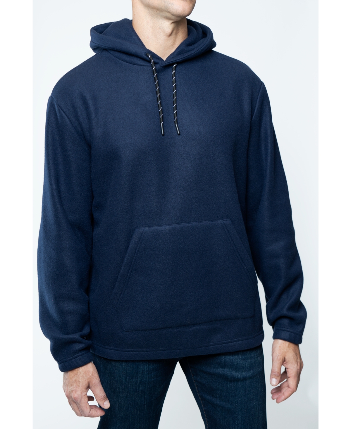 Shop Lazer Men's Polar Fleece Pullover Hooded Sweatshirt In Navy